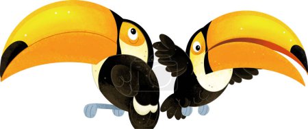 Téléchargez les photos : Dessin animé animal heureux oiseau tropical toucan illustration isolée pour enfants - en image libre de droit