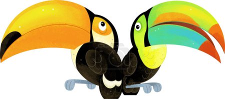 Foto de Dibujos animados animal feliz pájaro tropical tucán ilustración aislada para niños - Imagen libre de derechos