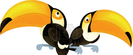 Téléchargez les photos : Dessin animé animal heureux oiseau tropical toucan illustration isolée pour enfants - en image libre de droit
