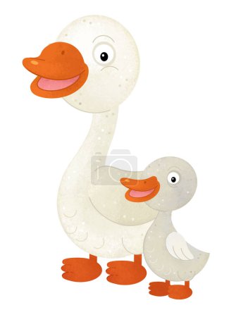 Foto de Escena de dibujos animados con ganso aves granja animal tema aislado fondo ilustración para niños - Imagen libre de derechos