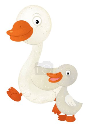 Foto de Escena de dibujos animados con ganso aves granja animal tema aislado fondo ilustración para niños - Imagen libre de derechos