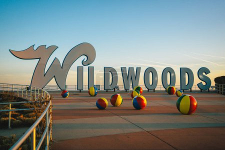 Photo for Wildwoods Beach Ball Sign, Wildwood, New Jersey - Royalty Free Image