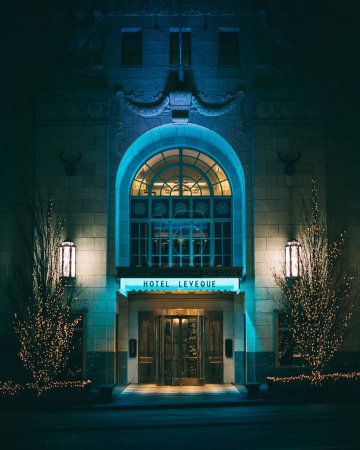 Photo for Hotel LeVeque at night, Columbus, Ohio - Royalty Free Image