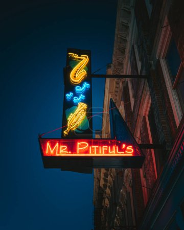 Photo for Mr. Pitifuls neon sign at night, in Over-the-Rhine, Cincinnati, Ohio - Royalty Free Image