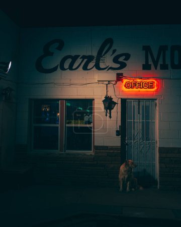 Photo for Earls Route 66 Motor Court motel at night, Winslow, Arizona - Royalty Free Image