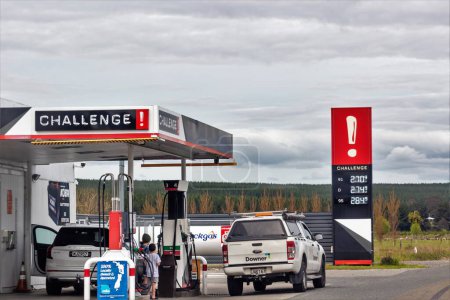 Photo for Taupo, New Zealand - October 25, 2022: The Challenge Tauranga Taupo petrol Service Station located at 218 Volcanic Loop Highway, showing current fuel prices as of October 2022. - Royalty Free Image