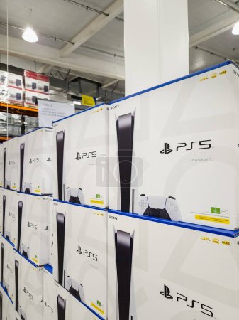 Photo for Auckland, New Zealand - June 30, 2023: Sony Playstation PS5 console for sale at Auckland's Costco store. - Royalty Free Image