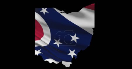 Ohio Kartenskizze PNG. Symbolbild Staatsflagge.