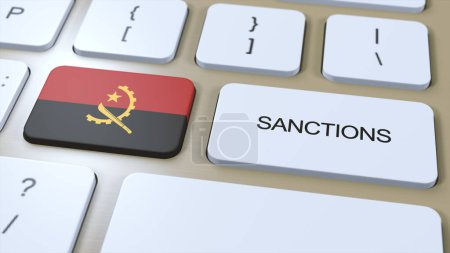 Téléchargez les photos : L'Angola impose des sanctions contre certains pays. Sanctions infligées à l'Angola. Bouton clavier Push. Illustration politique Illustration 3D. - en image libre de droit