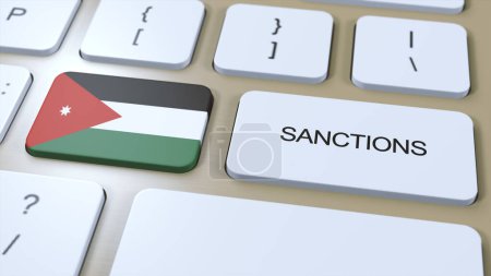 Téléchargez les photos : La Jordanie impose des sanctions contre certains pays. Sanctions imposées à la Jordanie. Bouton clavier Push. Illustration politique Illustration 3D. - en image libre de droit