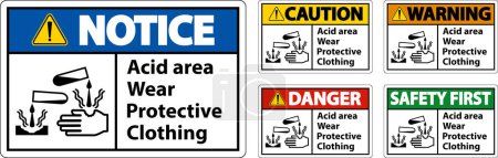Illustration for Acid Area Wear Protective Clothing Sign - Royalty Free Image