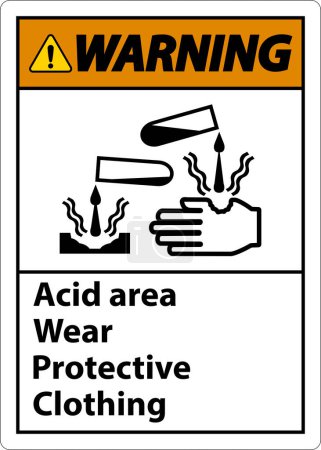 Illustration for Warning Acid Area Wear Protective Clothing Sign - Royalty Free Image