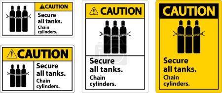 Caution Sign Secure All Tanks, Chain Cylinders