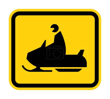 Illustration for Snowmobile Crossing Sign On White Background - Royalty Free Image