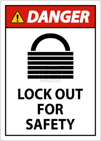 Ilustración de Señal de etiqueta de bloqueo de peligro sobre fondo blanco - Imagen libre de derechos