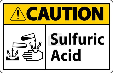 Illustration for Caution Sulfuric Acid Sign On White Background - Royalty Free Image