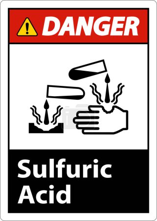 Illustration for Danger Sulfuric Acid Sign On White Background - Royalty Free Image