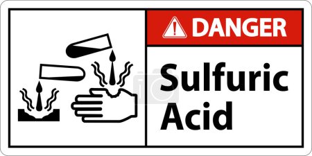 Illustration for Danger Sulfuric Acid Sign On White Background - Royalty Free Image