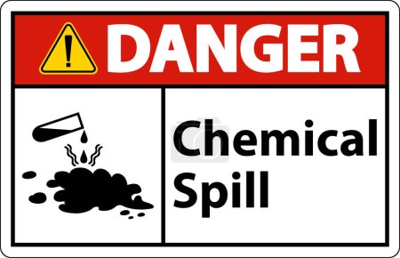 Ilustración de Peligro signo de derrame químico sobre fondo blanco - Imagen libre de derechos