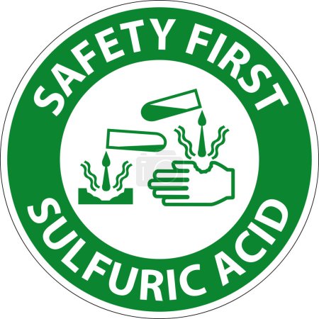 Illustration for Safety First Sulfuric Acid Sign On White Background - Royalty Free Image