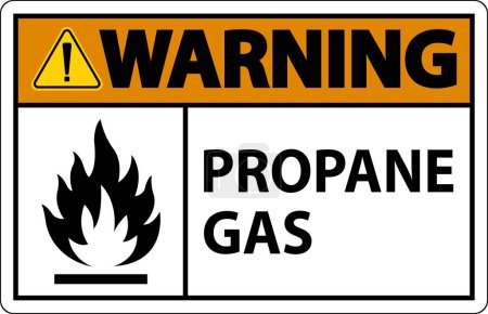 Téléchargez les illustrations : Symbole Étiquette d'avertissement de propane, panneau de gaz propane - en licence libre de droit