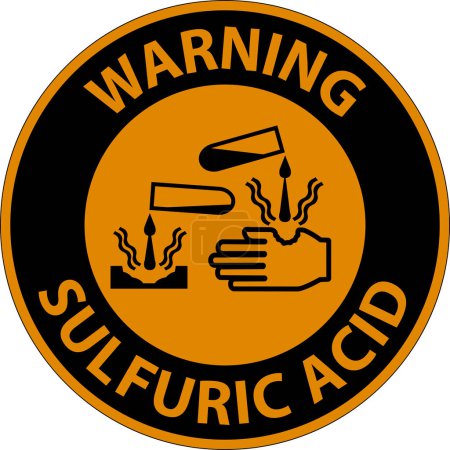 Illustration for Warning Sulfuric Acid Sign On White Background - Royalty Free Image