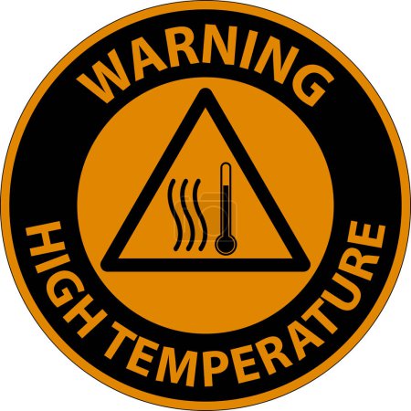 Illustration for Warning High temperature symbol and text safety sign. - Royalty Free Image