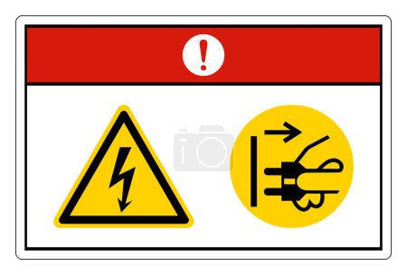 Illustration for Danger Hazardous Voltage Disconnect Mains Plug From Electrical Outlet Symbol Sign On White Background - Royalty Free Image