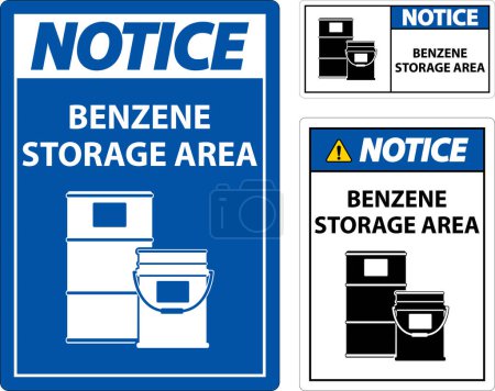 Illustration for Notice Benzene Storage Area Sign On White Background - Royalty Free Image