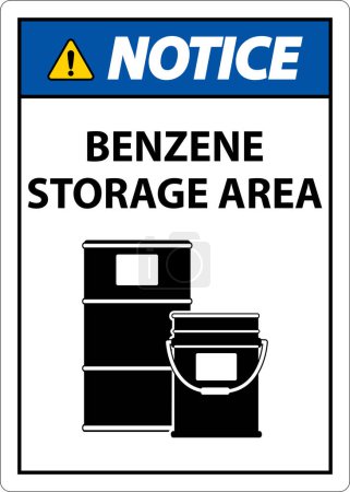 Illustration for Notice Benzene Storage Area Sign On White Background - Royalty Free Image