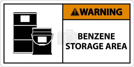 Illustration for Warning Benzene Storage Area Sign On White Background - Royalty Free Image