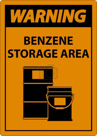 Illustration for Warning Benzene Storage Area Sign On White Background - Royalty Free Image