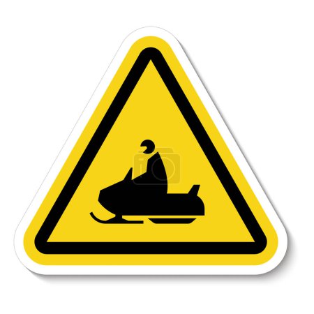 Illustration for Snowmobile Crossing Sign On White Background - Royalty Free Image