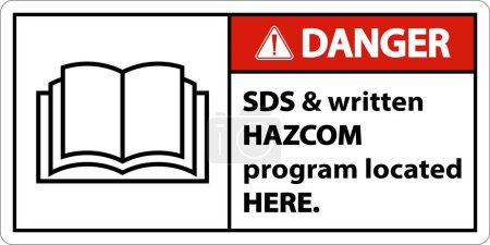 Téléchargez les illustrations : Danger SDS et HazCom situé ici Signer sur fond blanc - en licence libre de droit