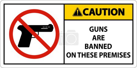 Illustration for Caution Prohibition sign guns, No guns sign On White Background - Royalty Free Image
