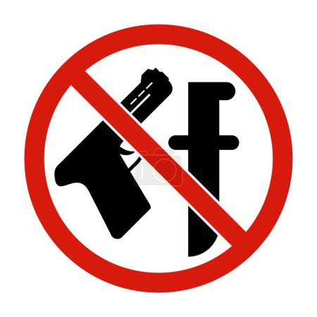 Illustration for Weapon prohibited icon. Forbidding, No weapons, with gun and knife. - Royalty Free Image