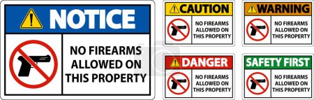 Illustration for Notice Sign No Firearms Allowed On This Property - Royalty Free Image