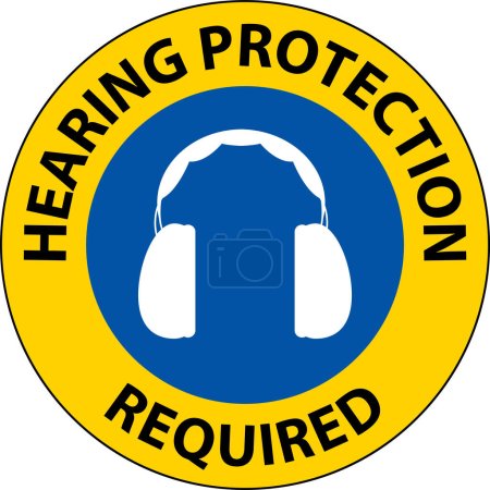 Illustration for Label Floor Sign, Hearing Protection Required - Royalty Free Image
