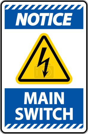 Illustration for Notice Main Switch Sign On White Background - Royalty Free Image