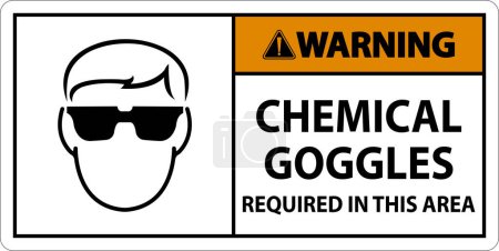 Illustration for Warning Chemical Goggles Required Sign On White Background - Royalty Free Image