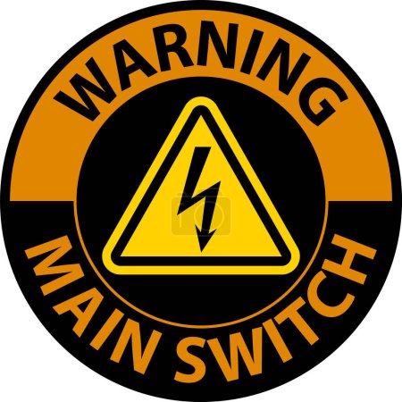 Illustration for Warning Main Switch Sign On White Background - Royalty Free Image
