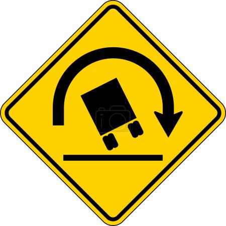 Illustration for Traffic Sign, Truck Rollover Warning Sign - Royalty Free Image