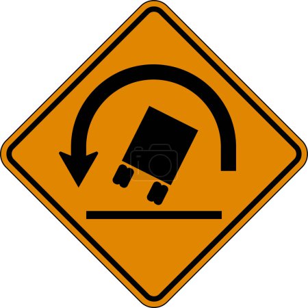 Illustration for Traffic Sign, Truck Rollover Warning Sign - Royalty Free Image
