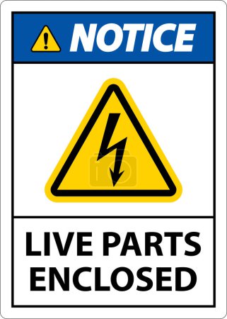 Ilustración de Notice Live Parts Enclosed Sign On White Background - Imagen libre de derechos