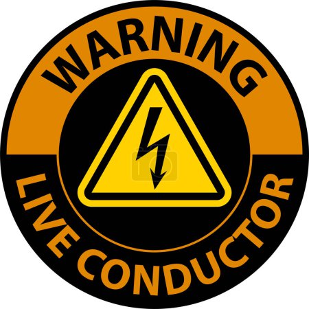 Illustration for Warning Live Conductor Sign On White Background - Royalty Free Image