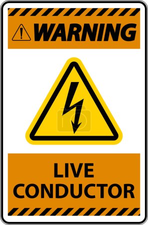 Illustration for Warning Live Conductor Sign On White Background - Royalty Free Image