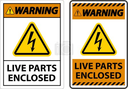 Ilustración de Warning Live Parts Enclosed Sign On White Background - Imagen libre de derechos
