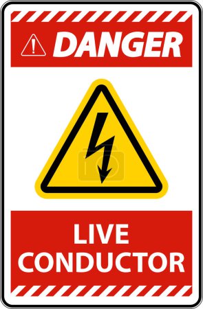 Illustration for Danger Live Conductor Sign On White Background - Royalty Free Image