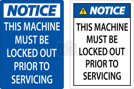 Ilustración de Note que esta máquina debe ser bloqueada antes de dar servicio a la señal - Imagen libre de derechos