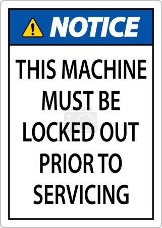 Ilustración de Note que esta máquina debe ser bloqueada antes de dar servicio a la señal - Imagen libre de derechos